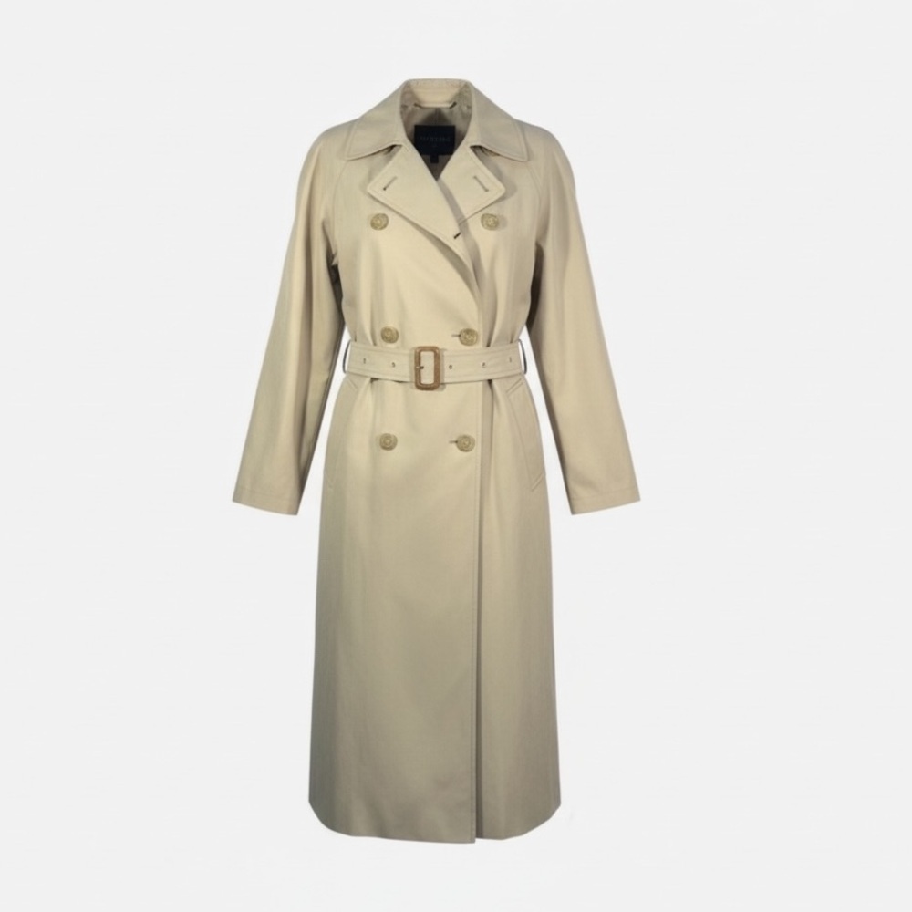 London Fog Beige Suede Microfiber Trench Coat Womens Size 10P All Weather